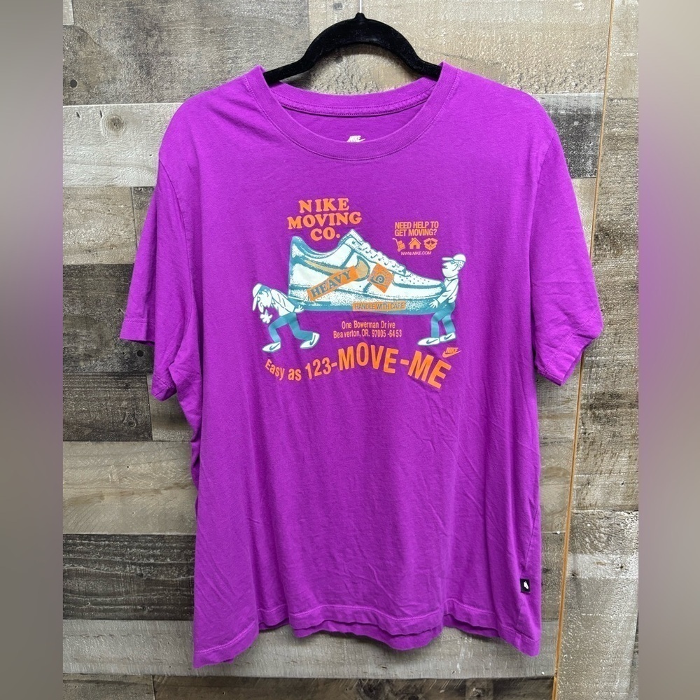 Nike Moving Co T Shirt Short Sleeve Purple Sneaker Company Size X-Large